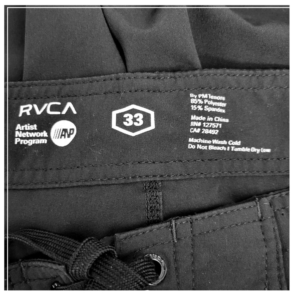 RVCA Western II Board Shorts Mens 33 Black Cargo Pocket Drawstring Swim Trunks - Picture 6 of 6